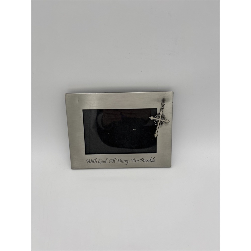 Felco 4 X 6 Silver Picture Frame Religious  With God All Things Are Possible